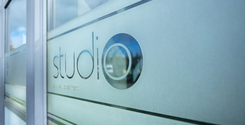 Door sign for the studio at Granton campus.
