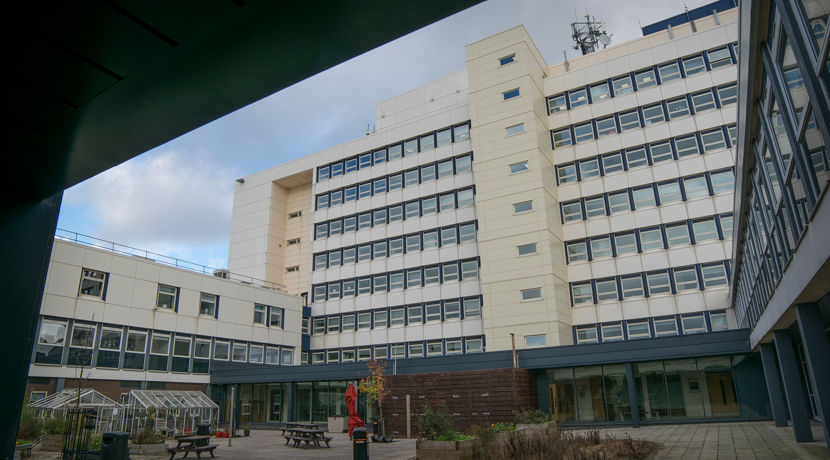 Outside courtyard at Sighthill campus building.