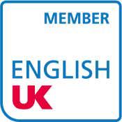 Blue and red logo with the text "Member" above "ENGLISH UK," indicating membership in the organization.