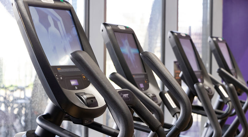 Close up of the cross trainer exercise machines at the Club gym.